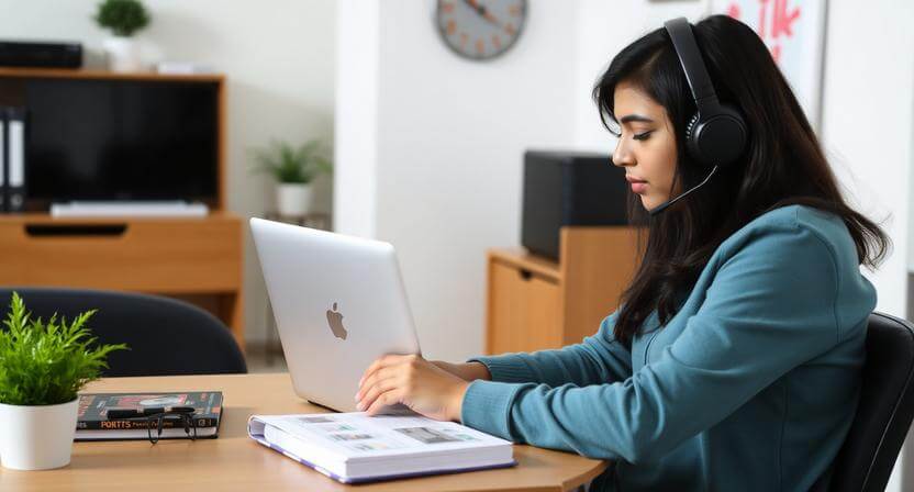 Student studying for IELTS